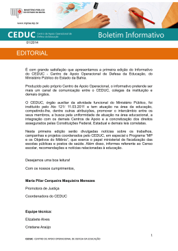 Boletim Informativo Nº 001/2014 - Ministério Público do Estado da