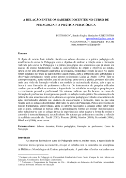 a rela&ccedil;&atilde;o entre os saberes docentes no curso de
