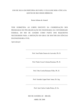 USO DE &Aacute;GUA EM IND&Uacute;STRIA DE PAPEL E CELULOSE