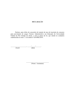 Declaração para solicitação de isenção do pagamento