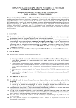 Instru&ccedil;&otilde;es para ISEN&Ccedil;&Atilde;O de TAXA Vestibular 2015