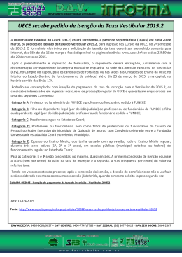 UECE recebe pedido de Isenção da Taxa Vestibular 2015.2