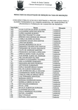 Resultado das Solicitações de Isenção da Taxa de Inscrição