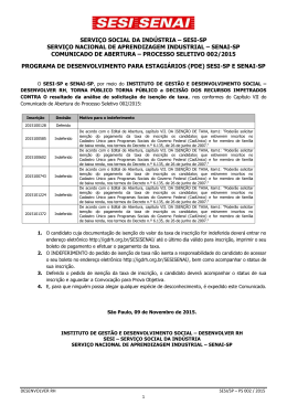 sesi-sp servi&ccedil;o nacional de aprendizagem industrial