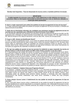 D&uacute;vidas mais frequentes - Concursos UFRJ - PR-4 - Pr&oacute;