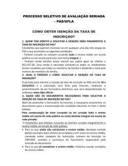 Informa&ccedil;&otilde;es sobre a Isen&ccedil;&atilde;o da Taxa de Inscri&ccedil;&atilde;o