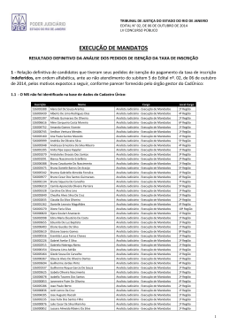 Resultado definitivo da an&aacute;lise dos pedidos de isen&ccedil;&atilde;o da taxa de