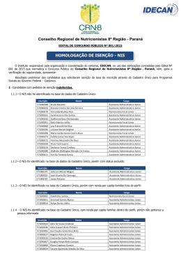 an&aacute;lise de pedidos de isen&ccedil;&atilde;o da taxa de inscri&ccedil;&atilde;o - CRN-8