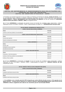Edital de Deferimento e Indeferimento das Solicita&ccedil;&otilde;es de Isen&ccedil;&atilde;o