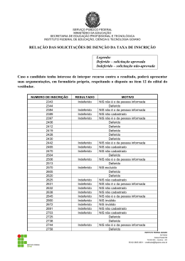 RELAÇÃO DAS SOLICITAÇÕES DE ISENÇÃO DA TAXA DE