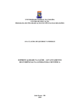 Espiritualidade na sa&uacute;de - UFPB - Universidade Federal da Para&iacute;ba