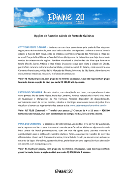 Opções de Passeios saindo de Porto de Galinhas
