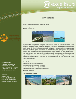 Visitas/Tours propostos pela Ag&ecirc;ncia de Viagens ExcelTours