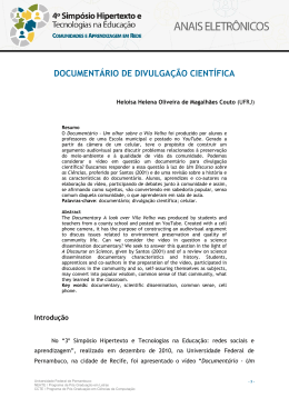 DOCUMENT&Aacute;RIO DE DIVULGA&Ccedil;&Atilde;O CIENT&Iacute;FICA