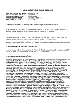 Acordo coletivo com a PERPART, referente ao ano de