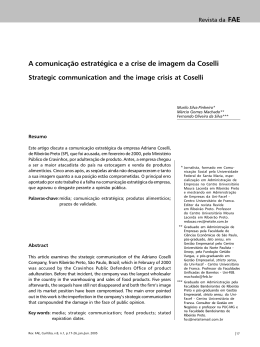 A comunica&ccedil;&atilde;o estrat&eacute;gica e a crise de imagem da Coselli