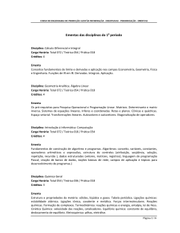 Ementas das disciplinas do 1 per&iacute;odo