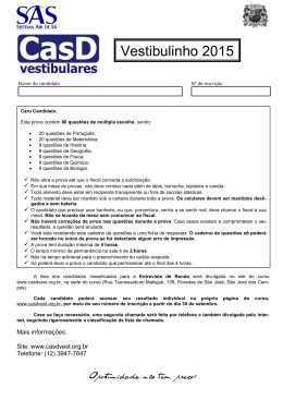 Vestibulinho 2015 - CASD Vestibulares