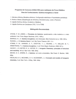 Qu&iacute;mica Inorg&acirc;nica e Geral 1. E - Departamento de Qu&iacute;mica da UFMG