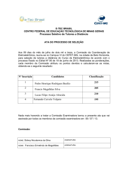 Nº Inscrição Candidatos Classificação 1 Pedro Henrique Rodrigues