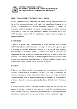 Bahia - RENAI - Rede Nacional de Informações sobre o Investimento