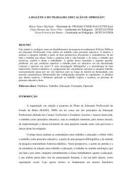 A DIALÉTICA DO TRABALHO: EDUCAÇÃO OU OPRESSÃO? Mácio