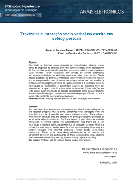 Travessias e interação socio-verbal na escrita em weblog pessoais