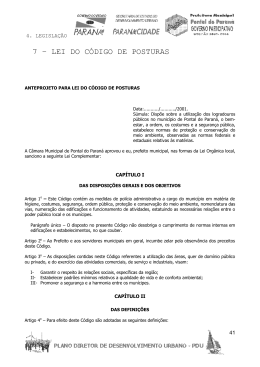 7 &ndash; LEI DO C&Oacute;DIGO DE POSTURAS