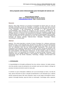 Uma proposta sócio-interacionista para formação de tutores em EAD.