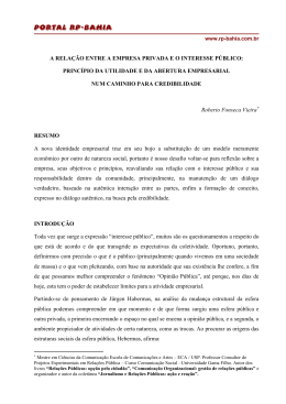 A rela&ccedil;&atilde;o entre a empresa privada e o interesse p&uacute;blico: princ&iacute;pio