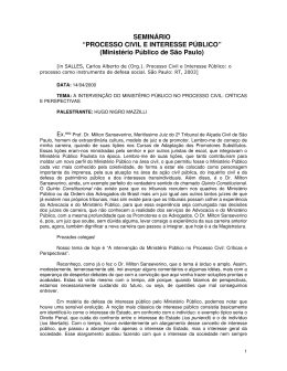 PROCESSO CIVIL E INTERESSE P&Uacute;BLICO