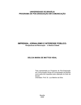 IMPRENSA, JORNALISMO E INTERESSE P&Uacute;BLICO: