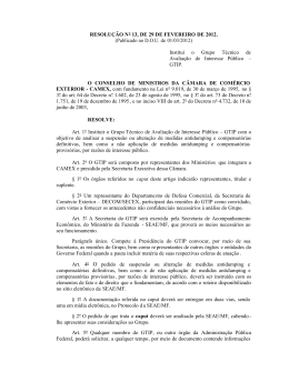 Resolução nº 13 de 29/02/2012 - Ministério do Desenvolvimento