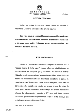 PROPOSTA DE DEBATE Venho, por razões de interesse público