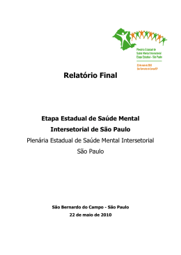 Plen&aacute;ria Estadual de Sa&uacute;de Mental Intersetorial