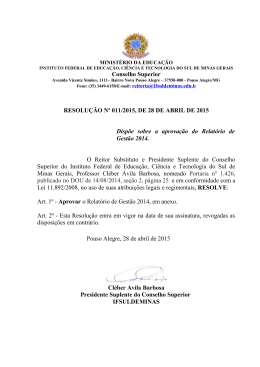 Resolu&ccedil;&atilde;o.11.2015.Aprova Relat&oacute;rio de Gest&atilde;o