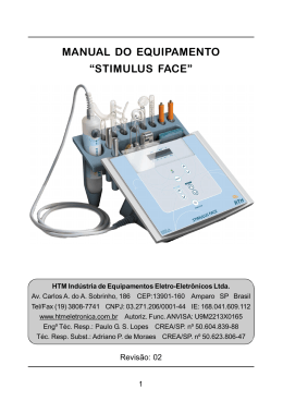 MANUAL DO EQUIPAMENTO &ldquo;STIMULUS FACE&rdquo;