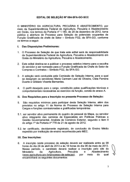 Edital n&ordm;004/SFA/GO/SCC - Minist&eacute;rio da Agricultura