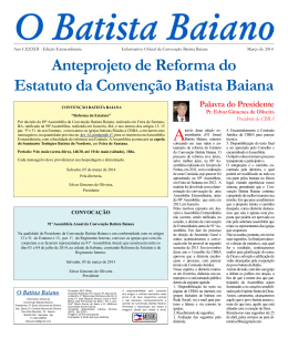 Anteprojeto de Reforma do Estatuto da Conven&ccedil;&atilde;o Batista Baiana