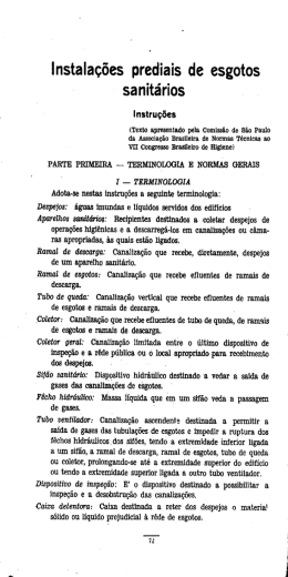Instala&ccedil;&otilde;es prediais de esgotos