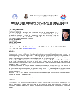 1 REMO&Ccedil;&Atilde;O DE COR DE EFLUENTE T&Ecirc;XTIL ATRAV&Eacute;S