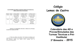 Calendário AD e Provas 3º bimestre