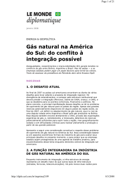 Gás natural na América do Sul: do conflito à integração