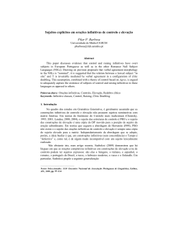 Sujeitos expl&iacute;citos em ora&ccedil;&otilde;es infinitivas de controlo e eleva&ccedil;&atilde;o