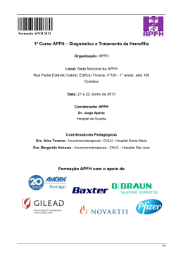 Programa 1&ordm; Curso APFH - Diagn&oacute;stico e Tratamento da Hemofilia-pdf