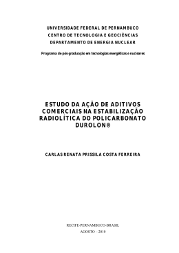 estudo da a&ccedil;&atilde;o de aditivos comerciais na estabiliza&ccedil;&atilde;o radiol&iacute;tica