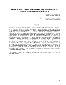 Integra&ccedil;&atilde;o Comunit&aacute;ria atraves da educa&ccedil;&atilde;o cooperativa dos