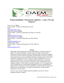 Proporcionalidade e Pensamento Alg&eacute;brico &ndash; Como e Por que