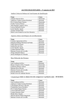 ALUNOS SELECIONADOS &ndash; 2&ordm; semestre de 2015 An&aacute;lise