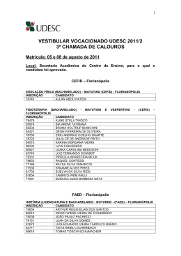 vestibular vocacionado udesc 2011/2 3&ordf; chamada de calouros